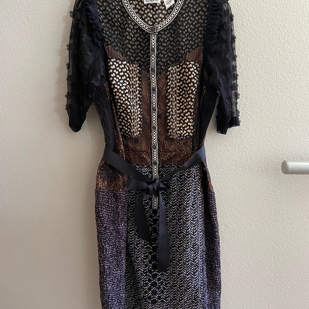 Byron Lars Black and Brown Long Sleeve Dress
